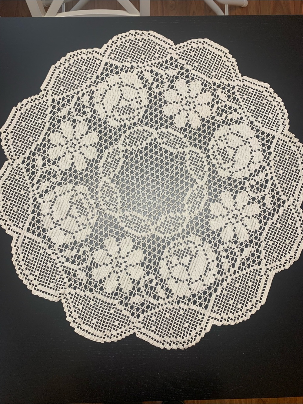 Handmade Extra Large Vintage Cream Crochet Doily